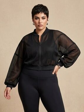 BRITTANY HUMBLE | Black Mesh Cropped Zip Jacket Sz 3X
